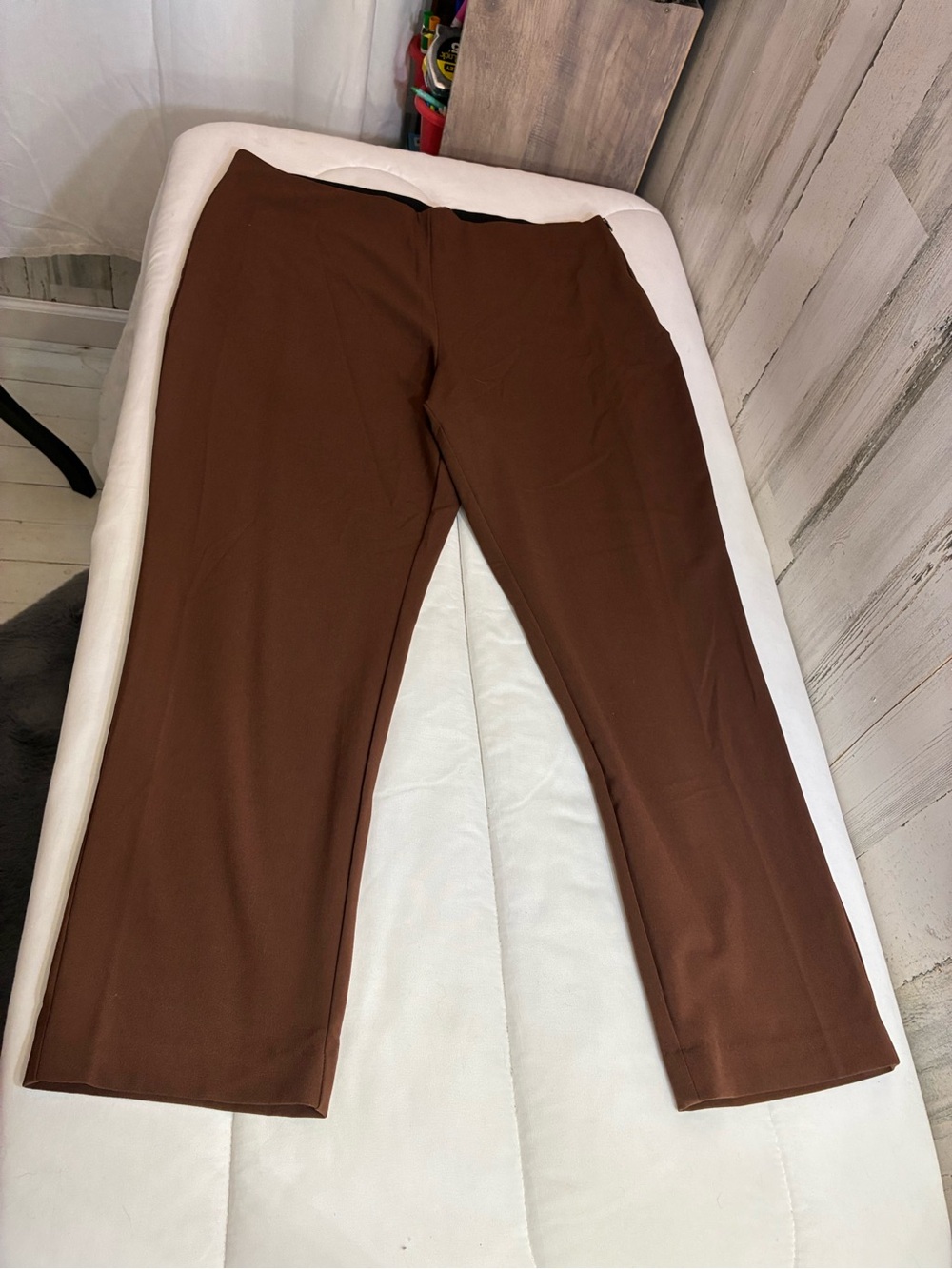 Nine West Brown side zip Ponte Pants Sz 16